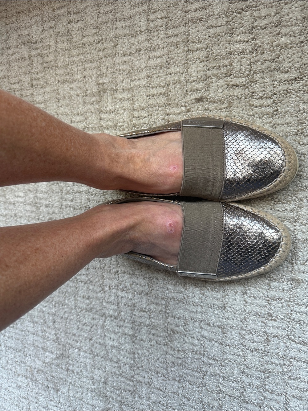 Anne Klein iflex Metallic Taupe Slip-On Espadrille Flats Size 8